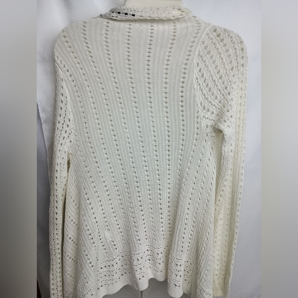 2/$30 WHITE HOUSE BLACK MARKET Boho Elegant Cream Knit Women's Sweater (#1,548) - Picture 10 of 10